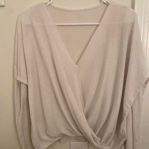 white v-neck cross top